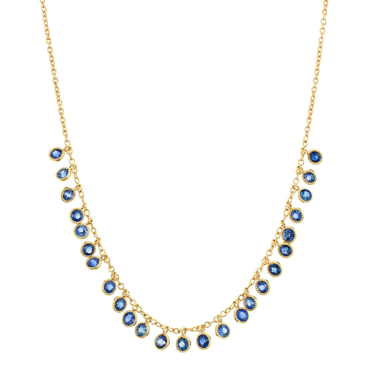 18K Yellow Gold Blue Sapphire Necklace