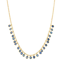 18K Yellow Gold Blue Sapphire Necklace