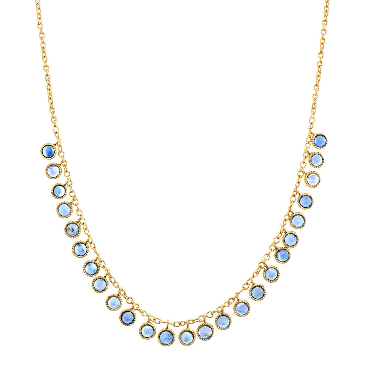 18K Yellow Gold Blue Sapphire Necklace