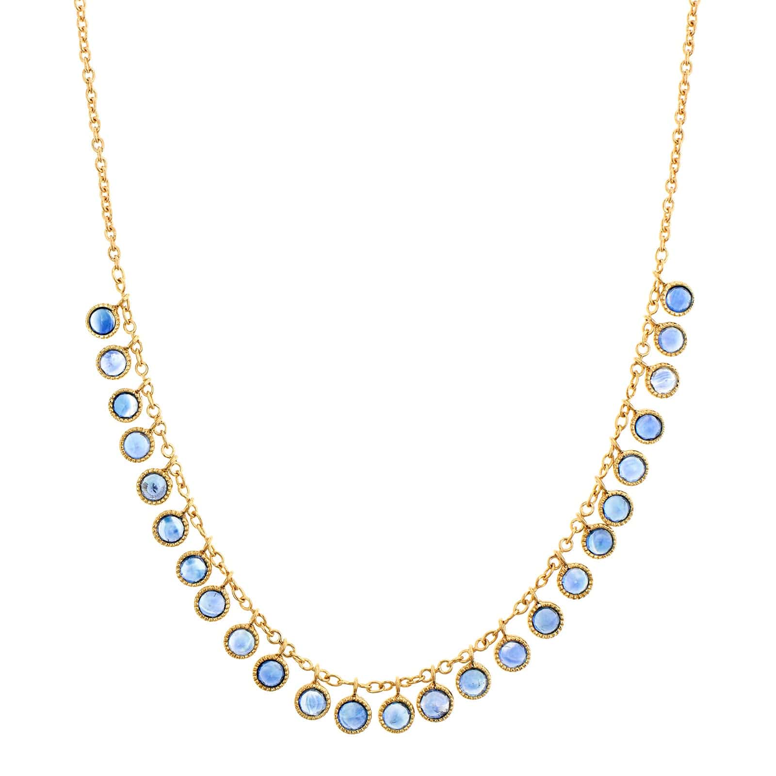 18K Yellow Gold Blue Sapphire Necklace