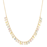 18K Yellow Gold Pear Shaped Multi Colored Sapphire Necklace