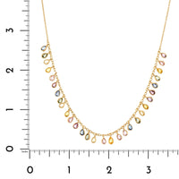 18K Yellow Gold Pear Shaped Multi Colored Sapphire Necklace