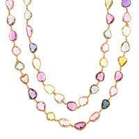 Eclat Jewels 18K Rose Gold Multi Colored Rose Cut Sapphire Necklace