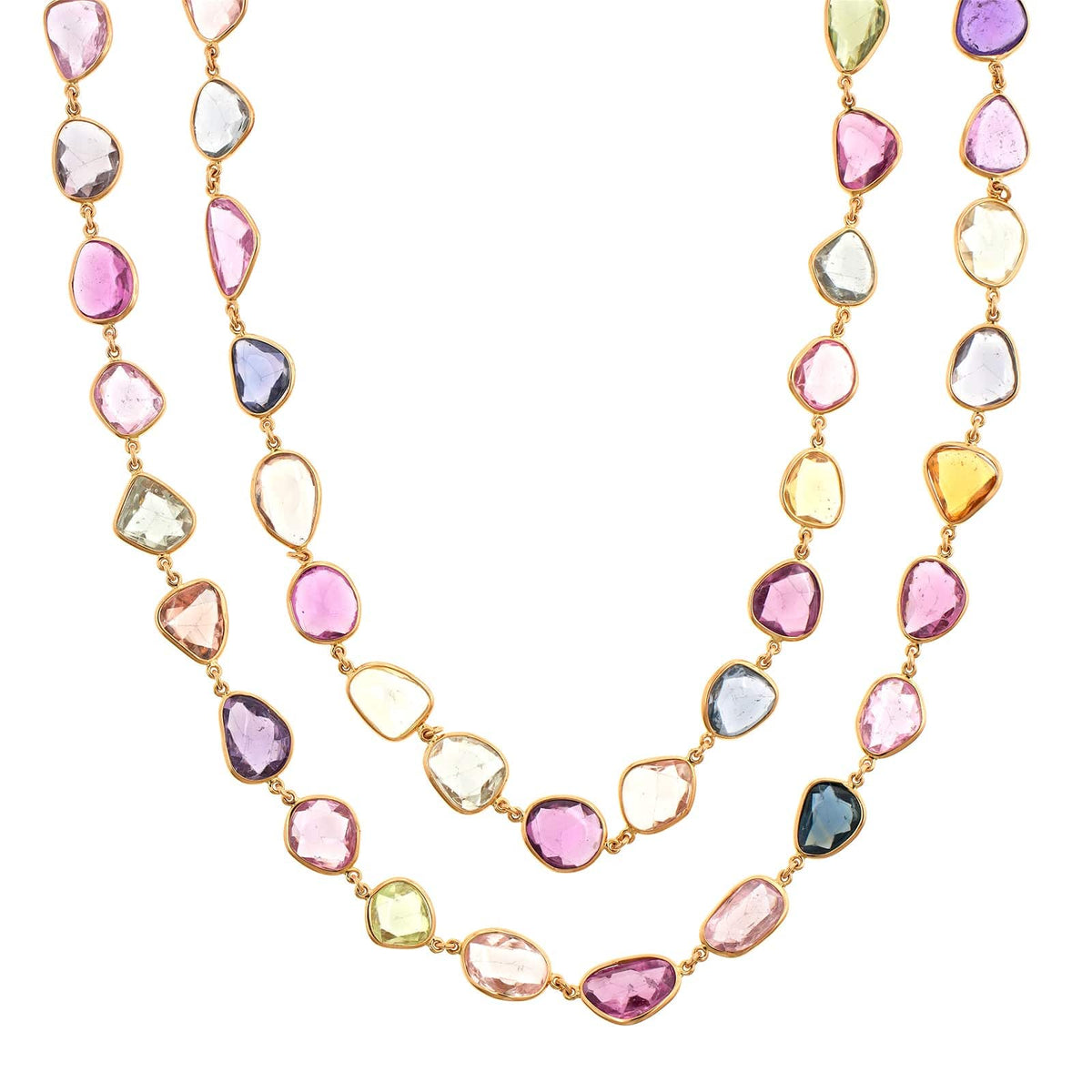 Eclat Jewels 18K Rose Gold Multi Colored Rose Cut Sapphire Necklace