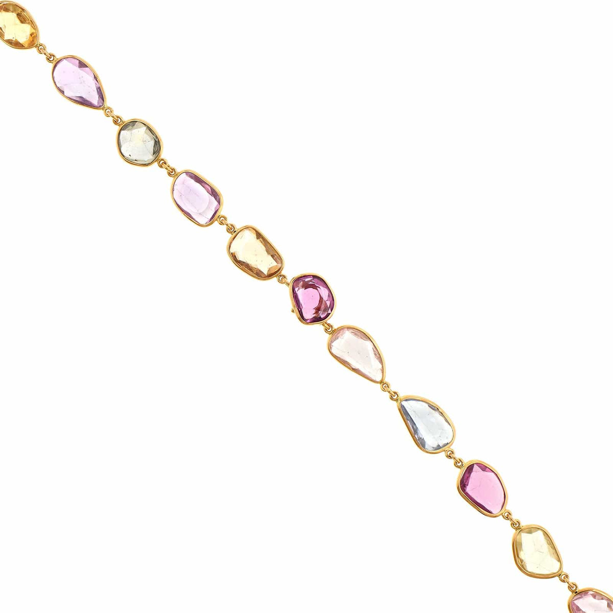 Eclat Jewels 18K Rose Gold Multi Colored Rose Cut Sapphire Necklace