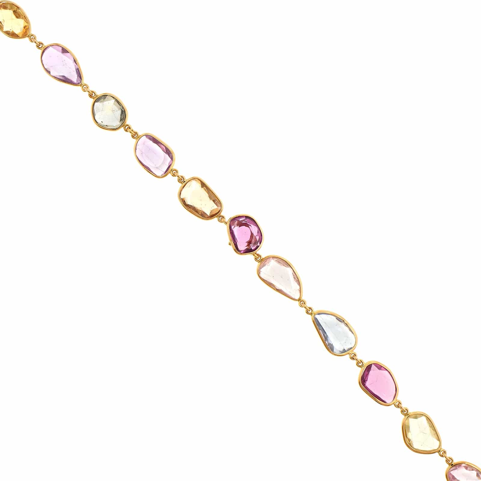Eclat Jewels 18K Rose Gold Multi Colored Rose Cut Sapphire Necklace