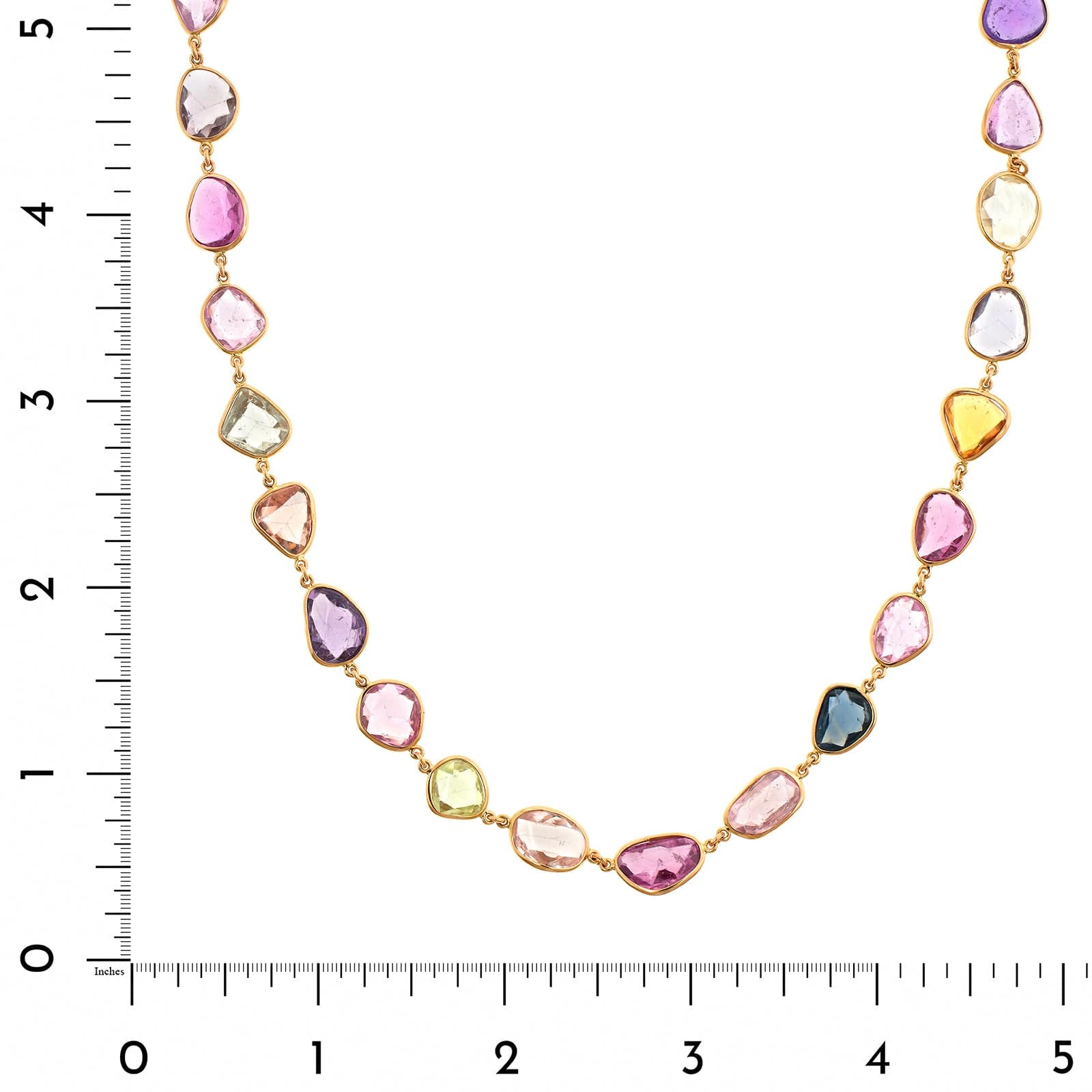 Eclat Jewels 18K Rose Gold Multi Colored Rose Cut Sapphire Necklace