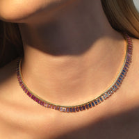 Emily P. Wheeler 18K Yellow and Rose Gold Multi Colored Sapphire Fringe Necklace