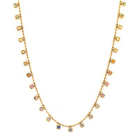 Julia Chafe 14K Yellow Gold Rainbow Colored Sapphire Station Necklace