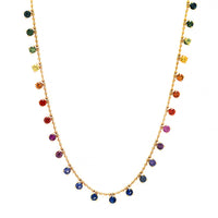 Julia Chafe 14K Yellow Gold Rainbow Colored Sapphire Station Necklace