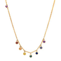 Julia Chafe 14K Yellow Gold Rainbow Colored Sapphire Rain Shaker Necklace