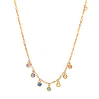 Julia Chafe 14K Yellow Gold Rainbow Colored Sapphire Rain Shaker Necklace