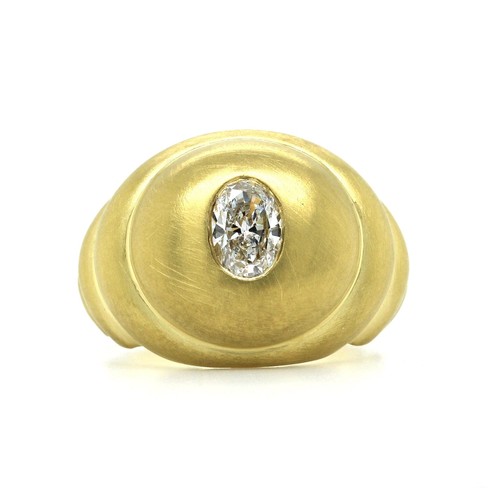18K Yellow Gold Scalloped Diamond Ring