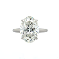 Platinum 4 Prong Cathedral Mounted Oval Diamond Engagement Ring