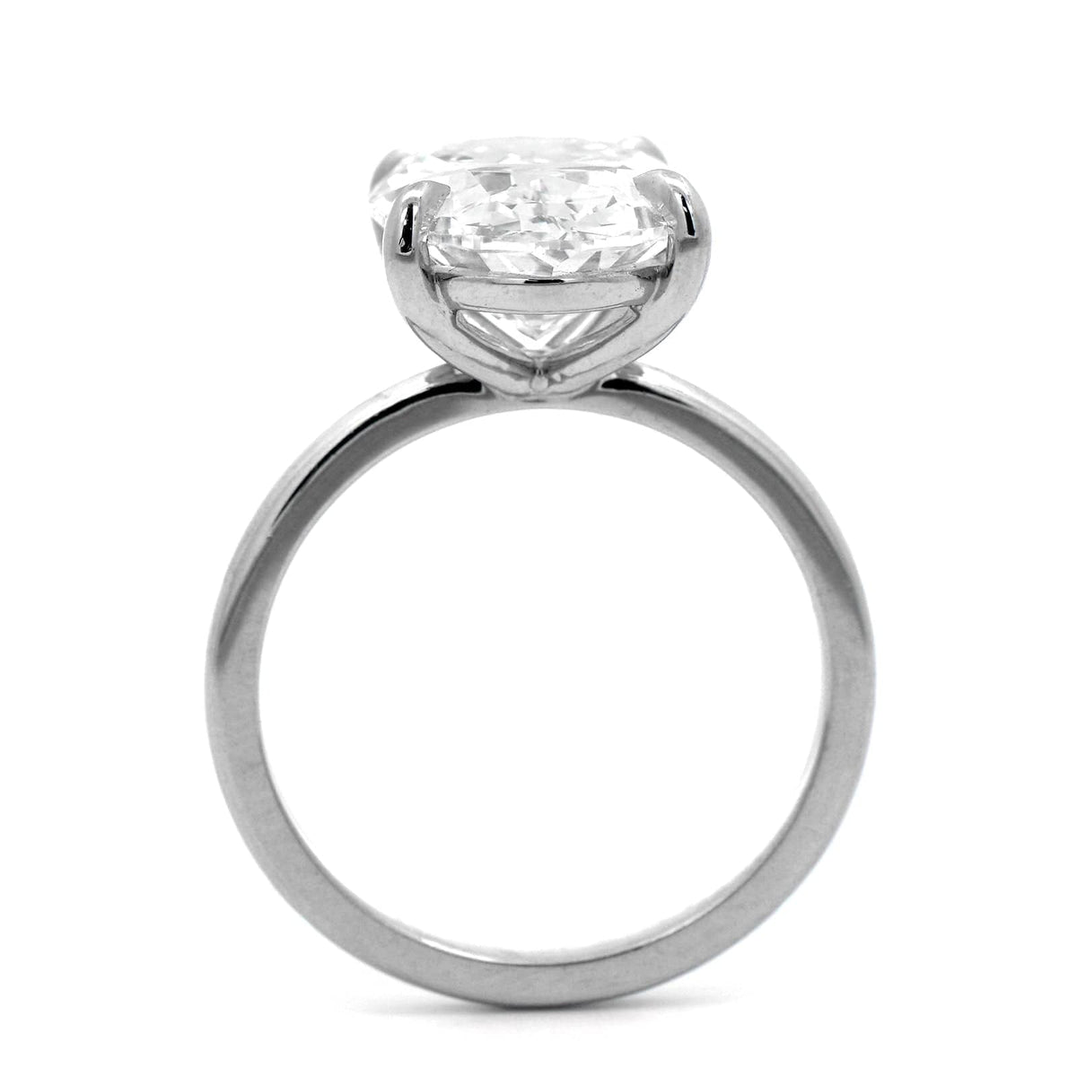 Platinum 4 Prong Mounted Oval Diamond Engagement Ring