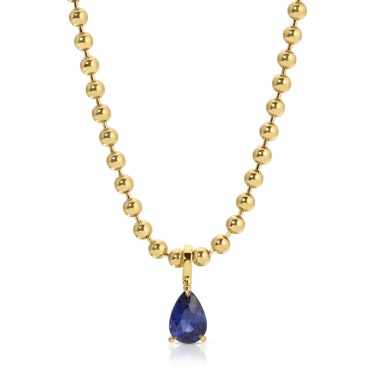 Anita Ko 18K Yellow Gold Ball Chain Pear Sapphire Pendant