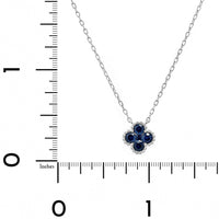 14K White Gold 5 Stone Blue Sapphire Quatrefoil Motif Necklace