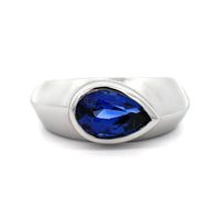 Platinum Pear Shaped Blue Sapphire Ring