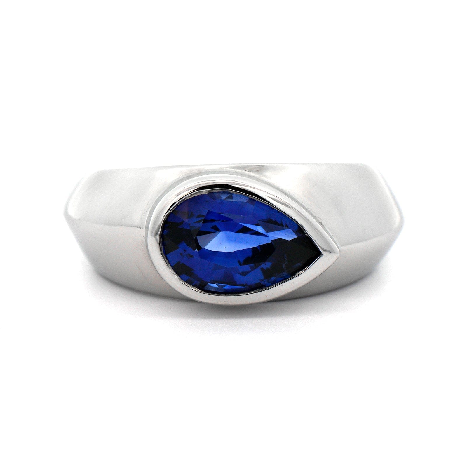 Platinum Pear Shaped Blue Sapphire Ring