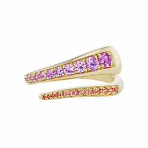 18K Yellow Gold Ombre Sapphire Wrap Ring