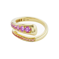 18K Yellow Gold Ombre Sapphire Wrap Ring
