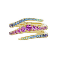 18K Yellow Gold Ombre Sapphire Double Wrap Ring