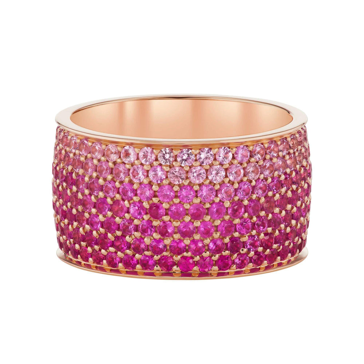 18K Rose Gold Ombre Sapphire Wide Ring