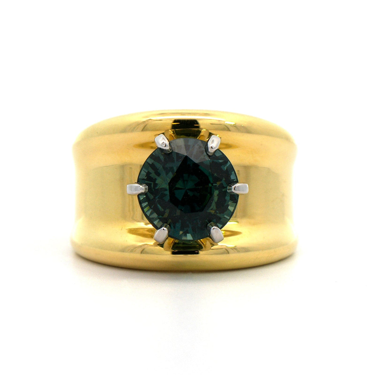 18K Yellow Gold Teal Sapphire Ring
