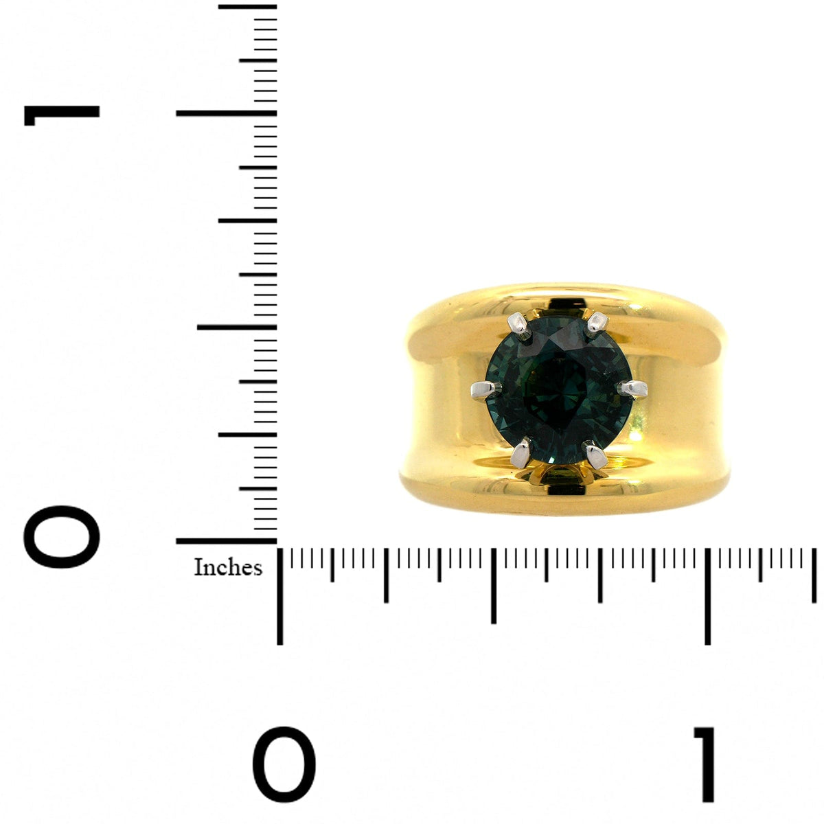 18K Yellow Gold Teal Sapphire Ring