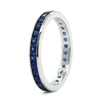 18K White Gold Channel Set Sapphire Band