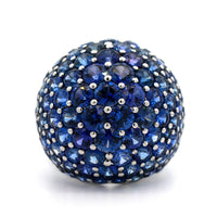 Eclat Jewels 18K White Gold Sapphire Bombe Ring