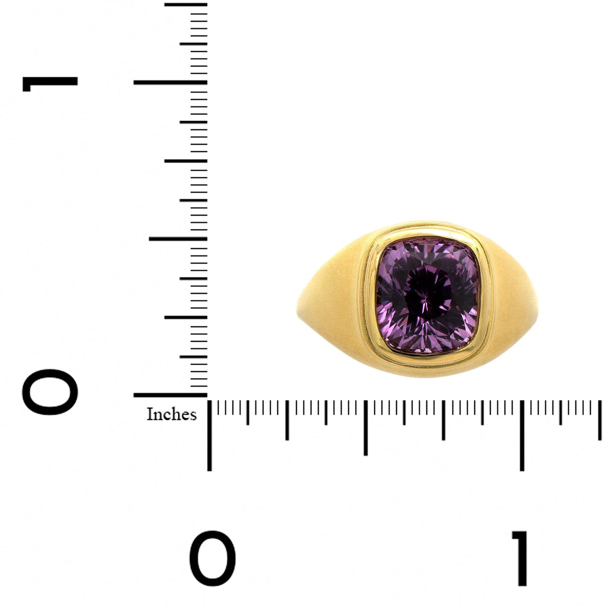 18K Yellow Gold Cushion Cut Purple Sapphire Ring