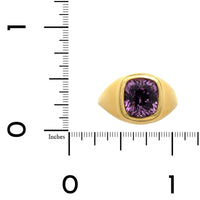 18K Yellow Gold Cushion Cut Purple Sapphire Ring