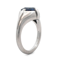 Bayco Platinum Cushion Cut Blue Sapphire Ring