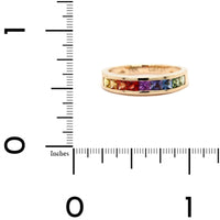 14K Yellow Gold Channel Set Rainbow Sapphire Band
