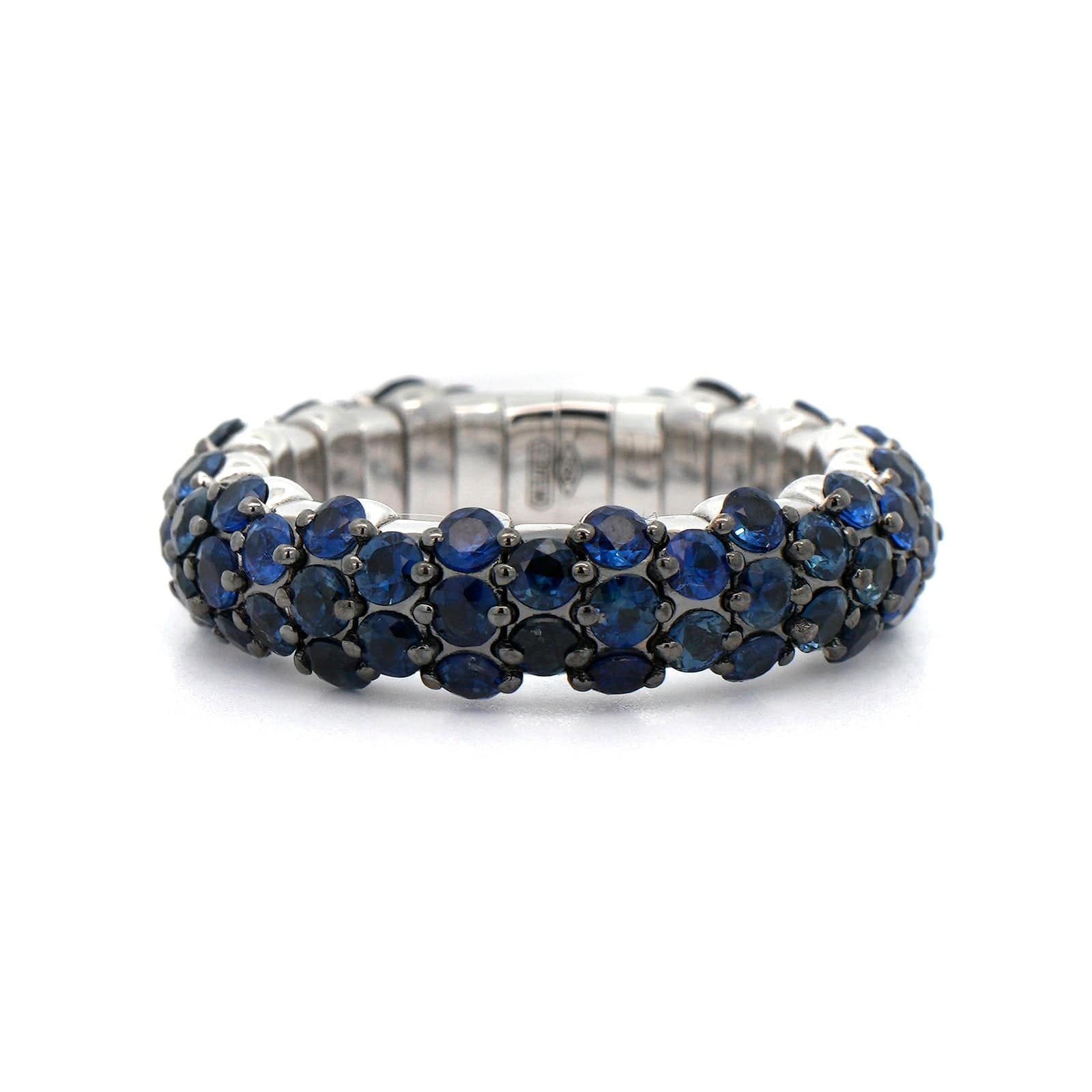 Zydo 18K White Gold Slim Dome Sapphire Stretch Ring
