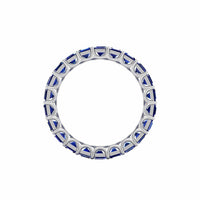 18K White Gold Emerald Cut Blue Sapphire Eternity Band