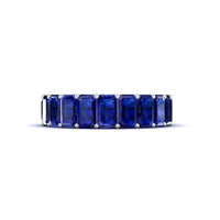 18K White Gold Emerald Cut Blue Sapphire Eternity Band