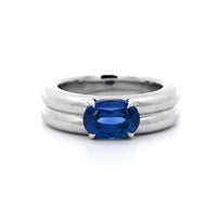 18K White Gold Oval Blue Sapphire Bubble Ring