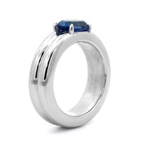 18K White Gold Oval Blue Sapphire Bubble Ring