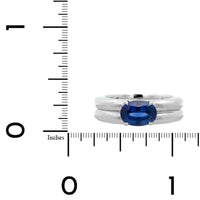 18K White Gold Oval Blue Sapphire Bubble Ring