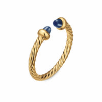 Micro Cablespira® Flex Open Ring 18K Yellow Gold with Blue Sapphires, 2.5mm