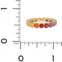 Julia Chafe 14K Yellow Gold Round Rainbow Colored Sapphire Eternity Band