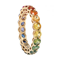 Julia Chafe 14K Yellow Gold Round Rainbow Colored Sapphire Eternity Band