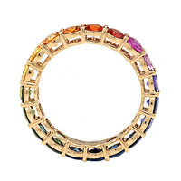 Julia Chafe 14K Yellow Gold Round Rainbow Colored Sapphire Eternity Band