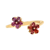 Julia Chafe 14K Yellow Gold Pink and Orange Sapphire Sunset Garden Party Bypass Ring