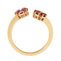 Julia Chafe 14K Yellow Gold Pink and Orange Sapphire Sunset Garden Party Bypass Ring