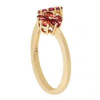 Julia Chafe 14K Yellow Gold Pink and Orange Sapphire Sunset Garden Party Bypass Ring