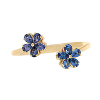 Julia Chafe 14K Yellow Gold Blue and Purple Sapphire Twilight Garden Party Bypass Ring