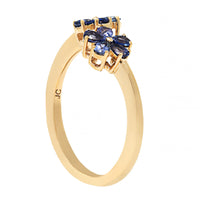 Julia Chafe 14K Yellow Gold Blue and Purple Sapphire Twilight Garden Party Bypass Ring